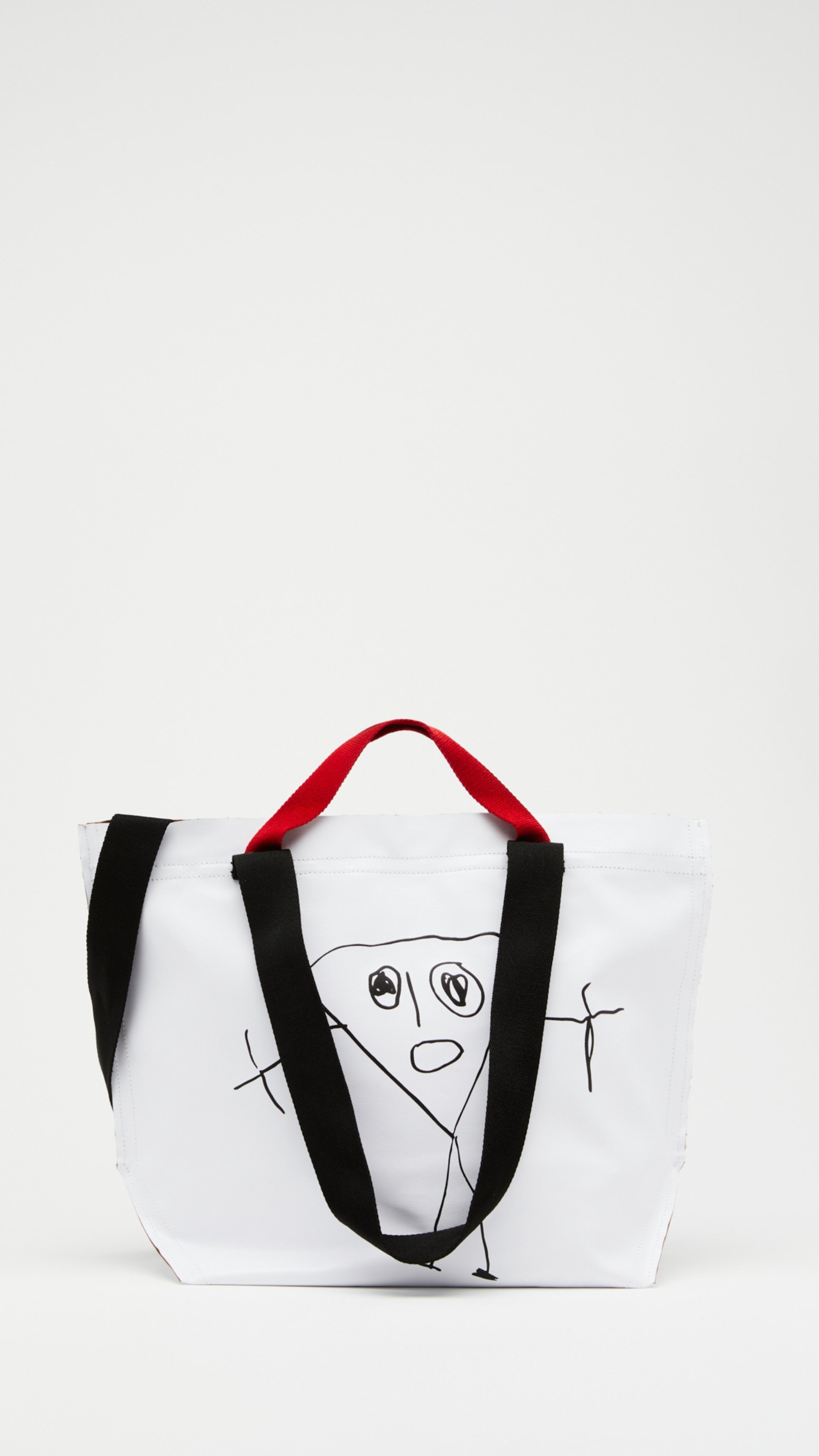 Plan C Medium Printed Shopper Bag The coated canvas is decorated with the signature &quot;Pili and Bianca&quot; graphics and features adjustable nylon shoulder straps and flat handles for a secure fit.. Front view.