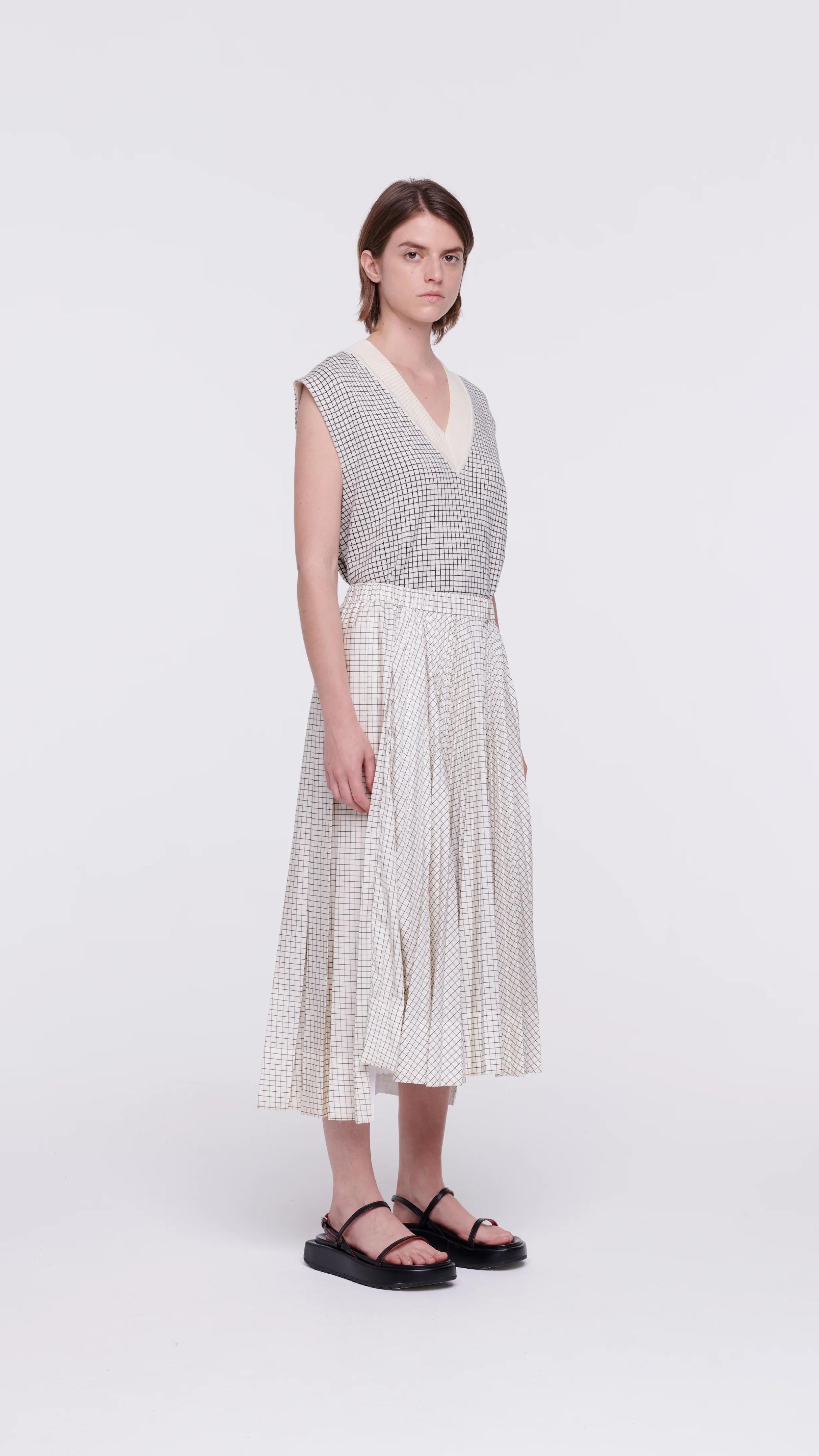Notebook Check Pleated Skirt