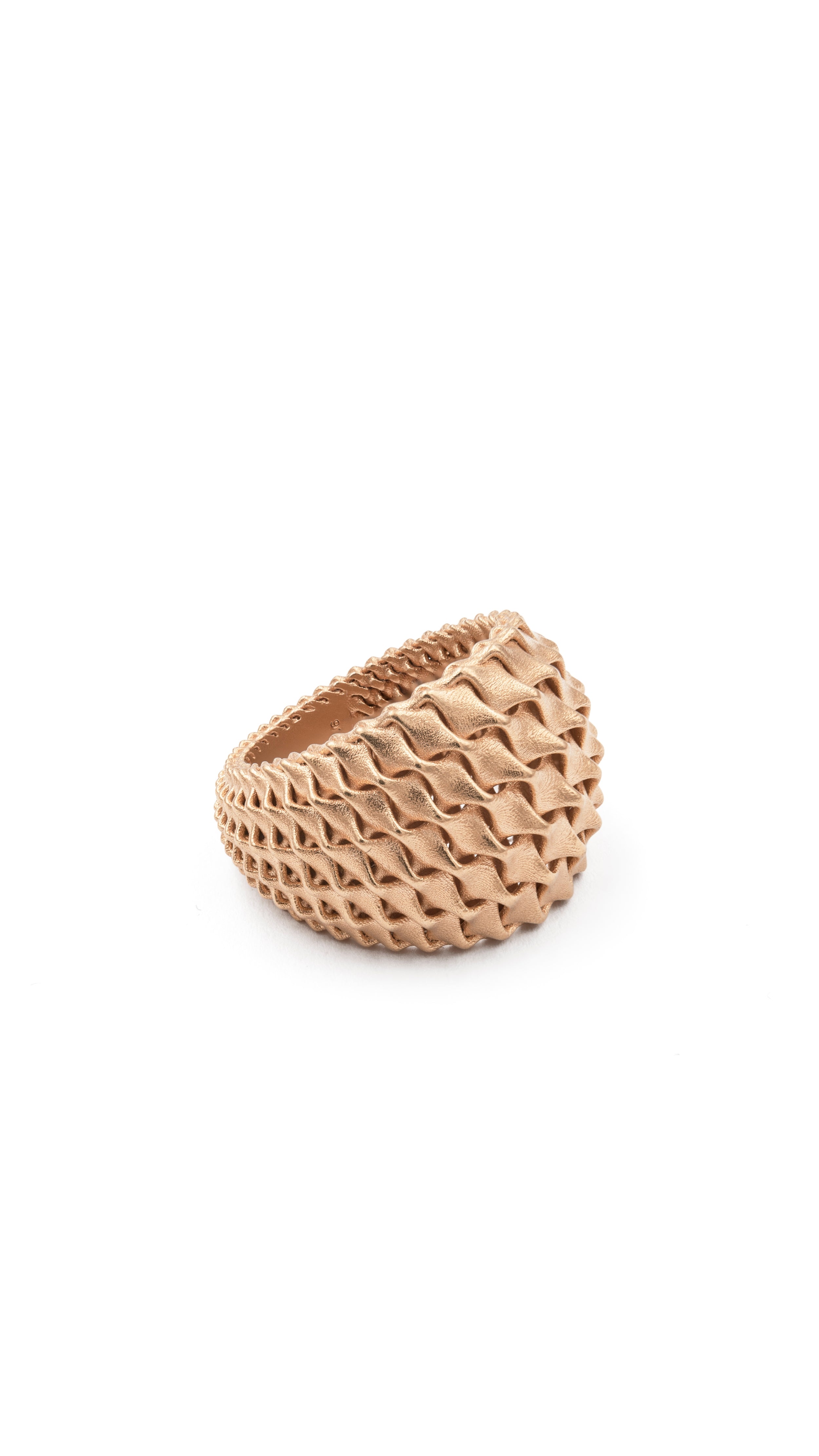 18K Gold Emi Cocktail Ring with architectural grid shell design, showcasing structure and elegance from the fine jewelry collection.