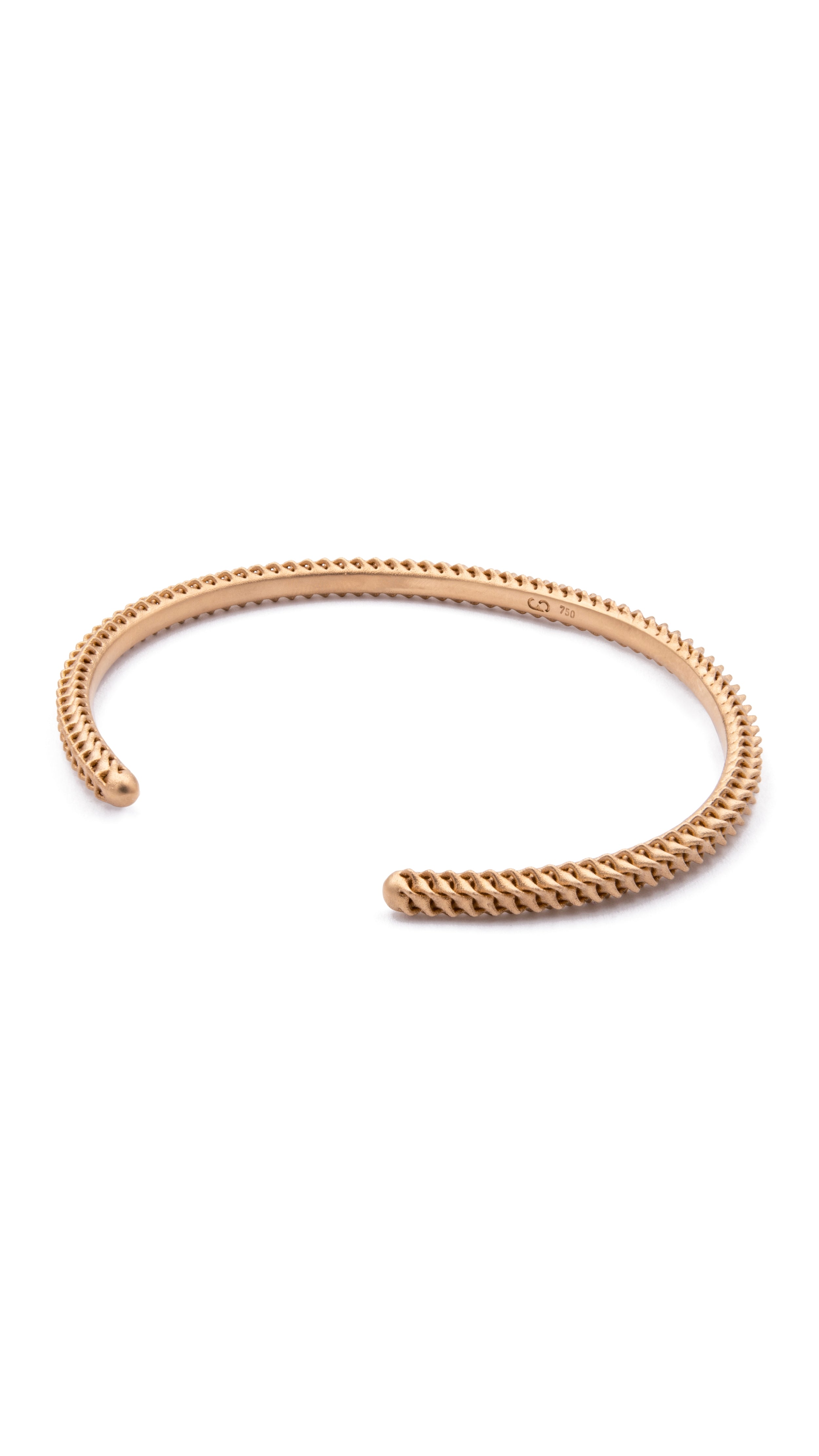 18K gold Ina Bangle with interwoven grid-like design, featuring a modern and elegant architectural style for fine jewelry collection.