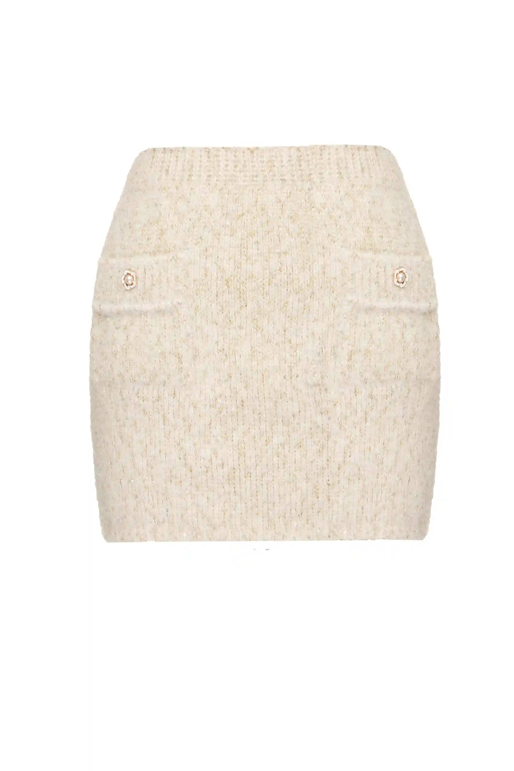 Lalo Cardigans Sianna Skirt in textured woven knit, front view