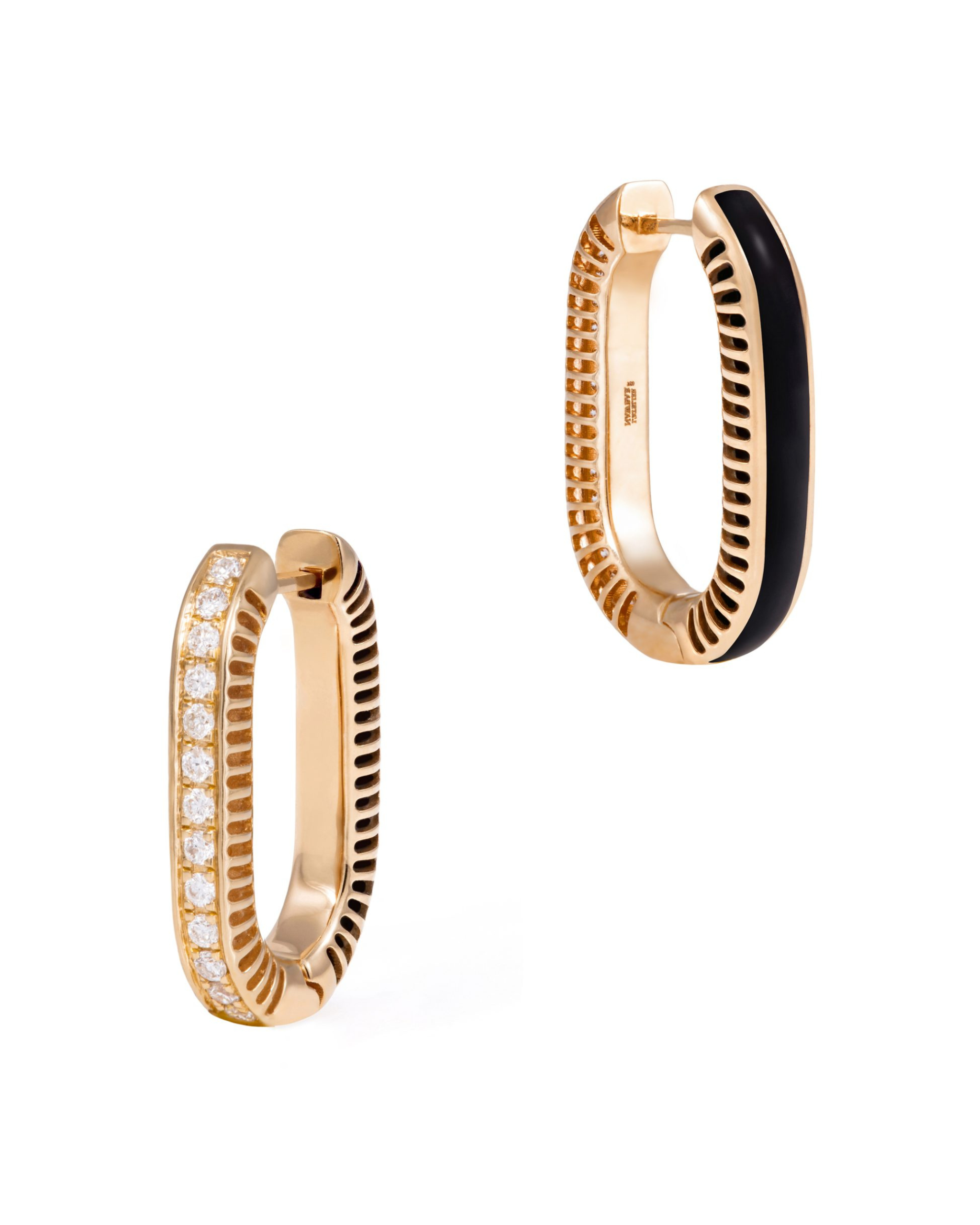 L’Atelier Nawbar Diamond Lock Ray Earrings Black Onyx Size 1 – front view