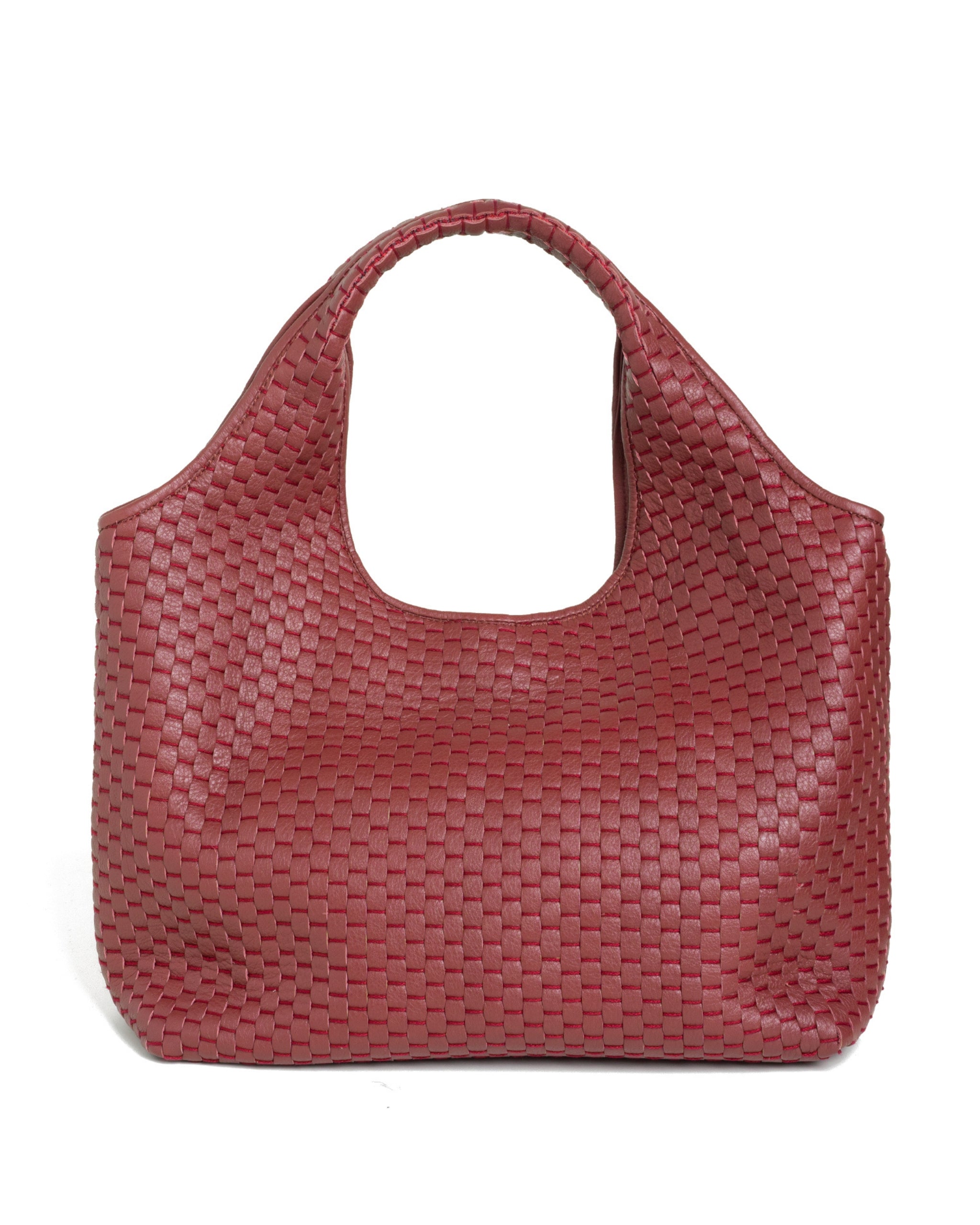 Parise ‘1312’ Handbag in Chianti — front view showcasing handwoven Italian leather and smooth structured base.
