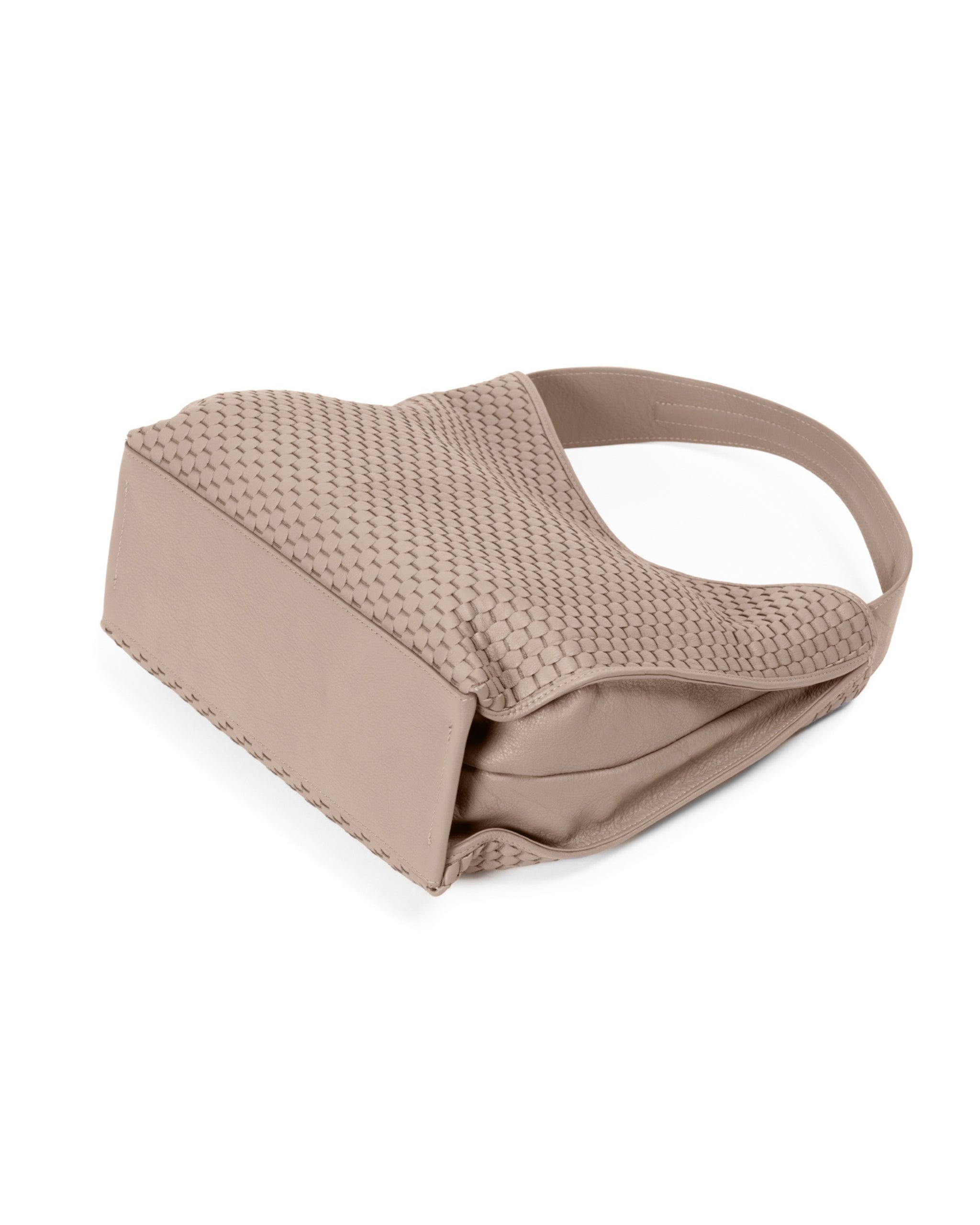 Parise ‘697’ Hobo Bag in acacia
 styled with neutral tones — showcasing Italian artisanal design and modern functionality.