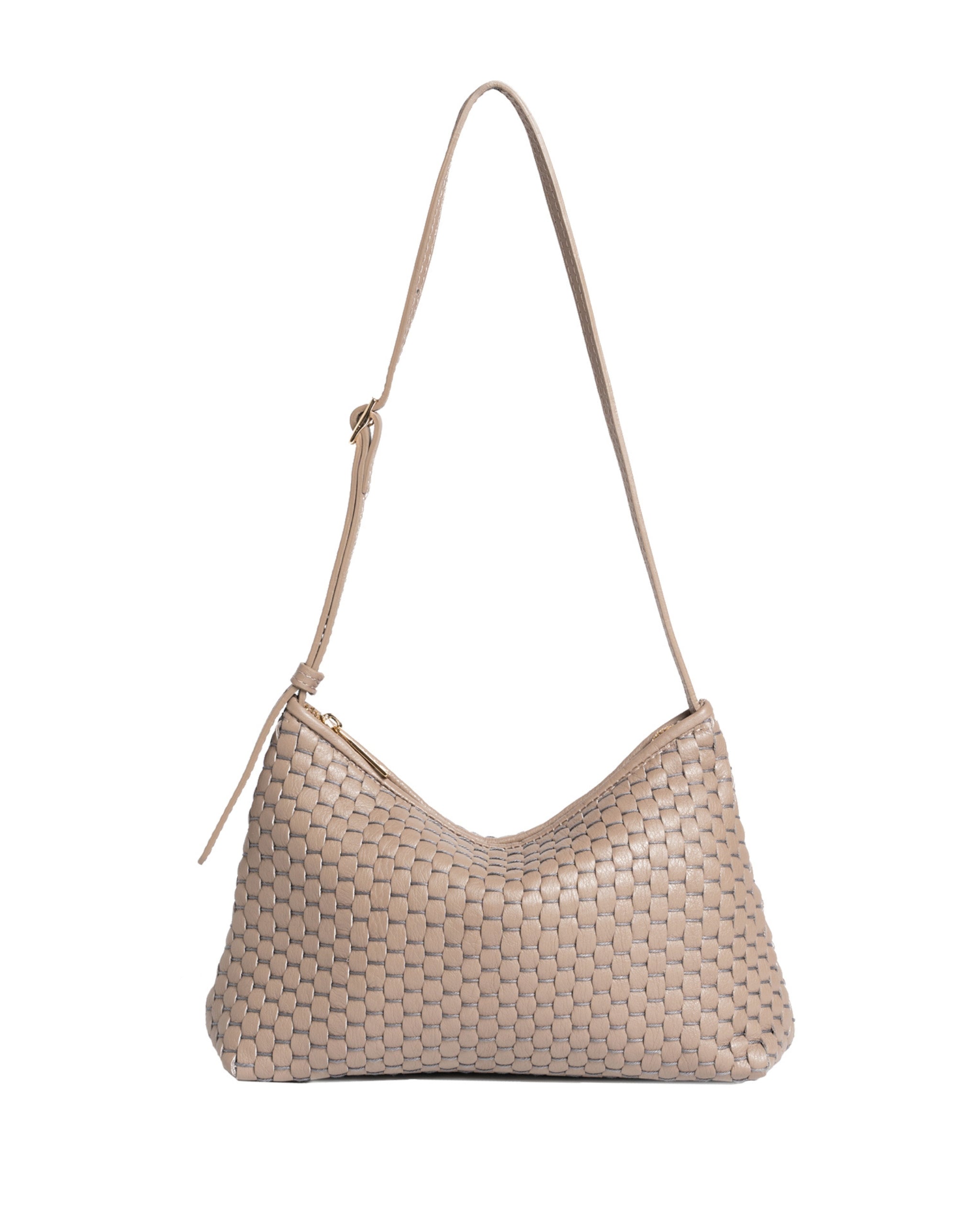 Parise ‘81’ Baguette Bag in Acacia — front view highlighting the handwoven Italian leather and elegant structured silhouette.