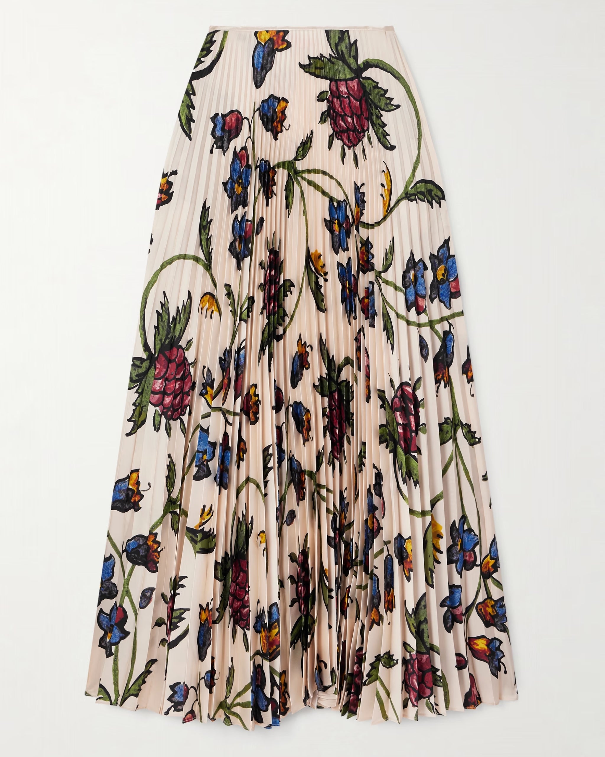 Front view of S.S. Daley Kate Pleated Skirt in Thorn floral satin-twill