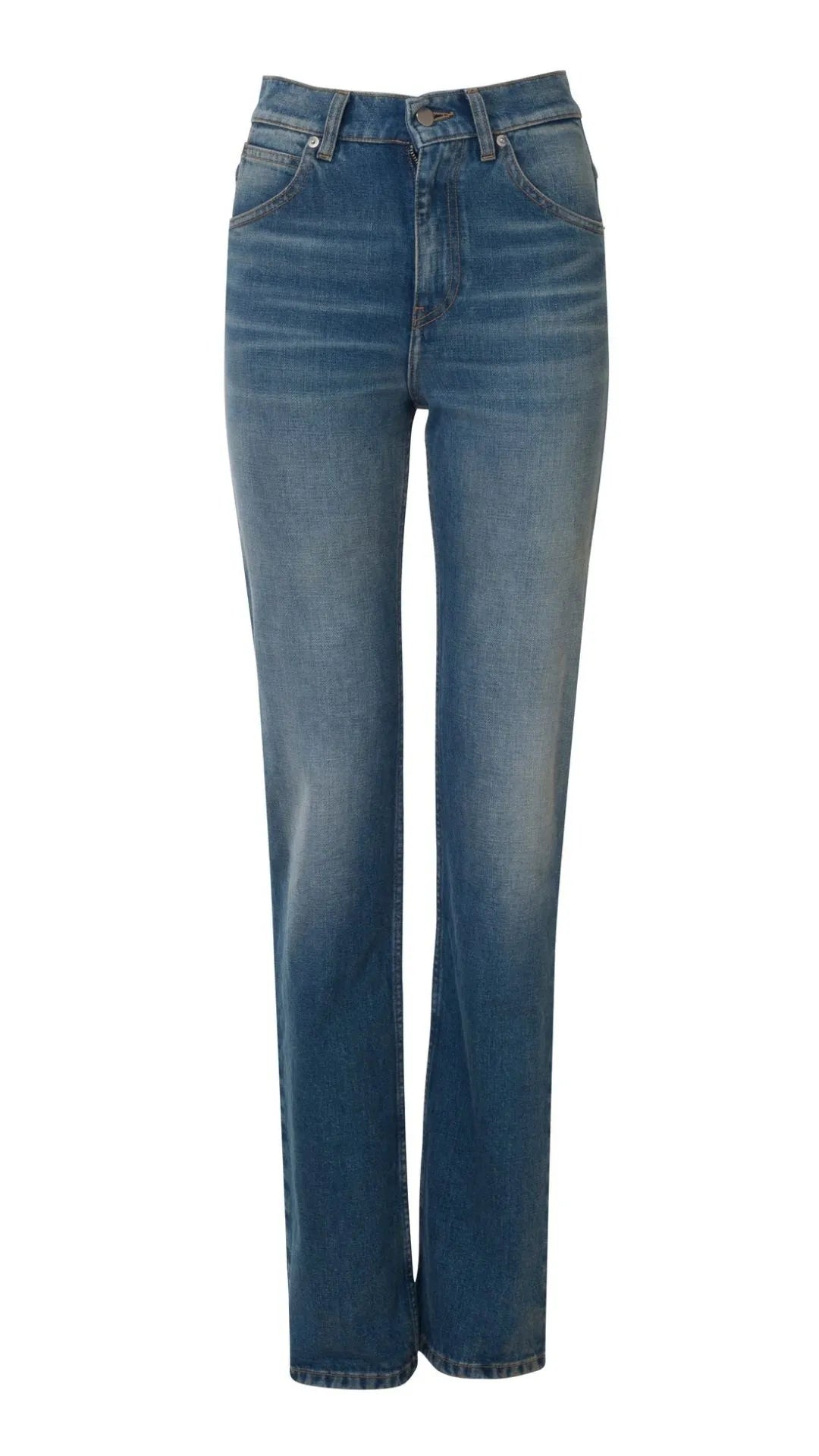 Dodo Bar Or Jett Jean. A high waist, slimming and elongating legs style denim pant. Product photo shown from the front.