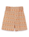 Colville shorts. Orange pattern in 1970's style. Elastic waist. Summer style.