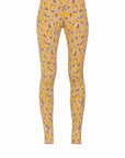 Clea Stuart Seed Leggings Yellow, brown and ecru cotton and silk knits. Made in Spain. Limited edition pieces. Luxury knitwear